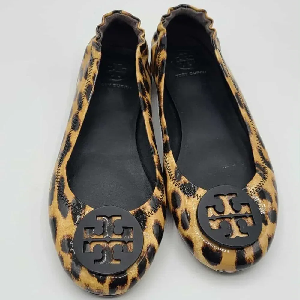 Tory Burch Minnie Leopard Patent Leather size 8